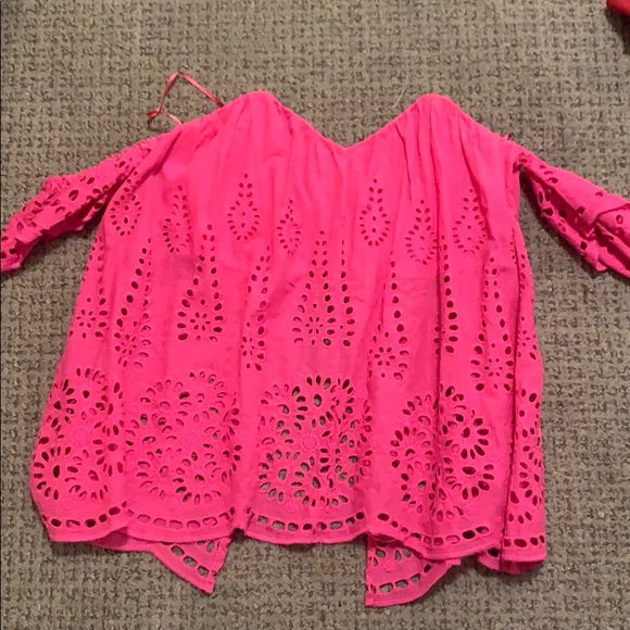 size S pink off the shoulder open back top - Picture 1 of 2